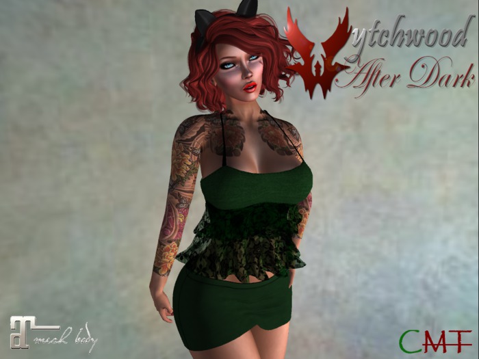 W-AD Denim & Lace Ruffle Green Outfit