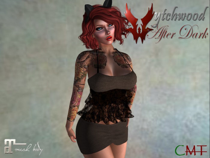 W-AD Denim & Lace Ruffle Brown Outfit