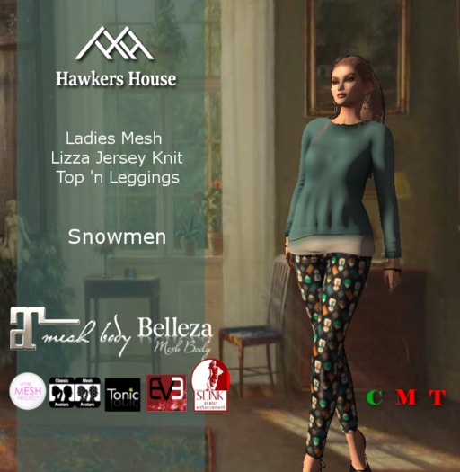 *HH* Ladies Mesh Lizza Jersey Top Snowman