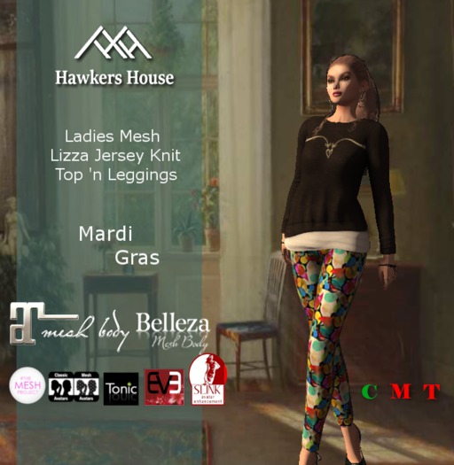 *HH* Ladies Mesh Lizza Jersey Top Mardi Gras