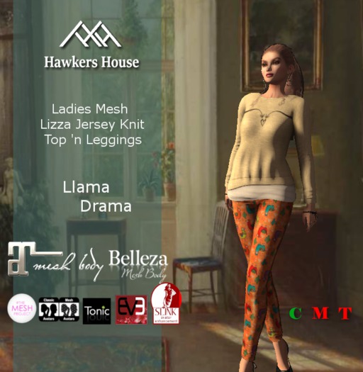 *HH* Ladies Mesh Lizza Jersey Top Llama Drama