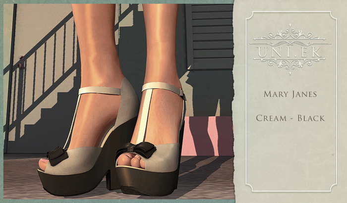 Mary Janes Cream Black Unpacker Hud