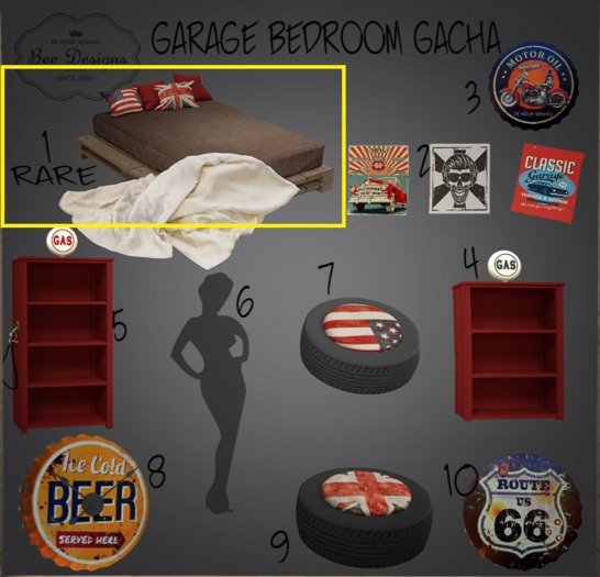Bee Designs Garage Bedroom gacha 1 RARE