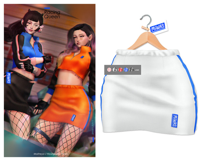 MIWAS / Racing Queen Skirt #White