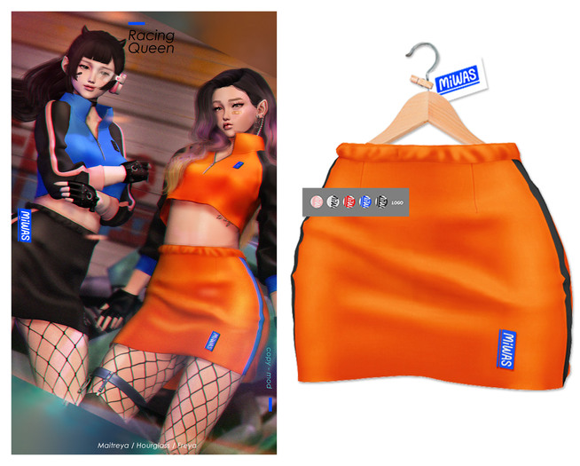 MIWAS / Racing Queen Skirt #Orange