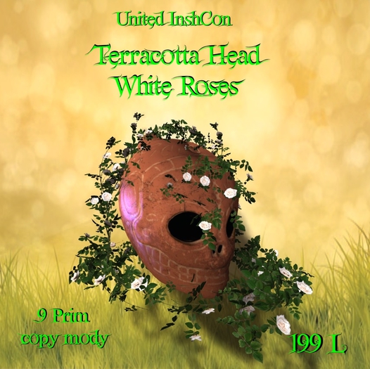 *UI* Terracotta Head with White Roses v