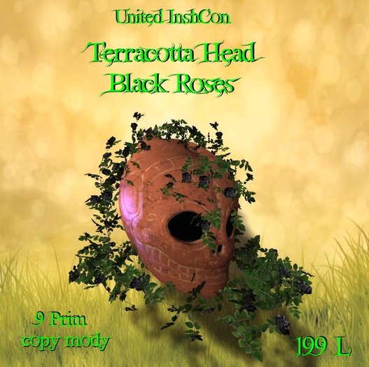 *UI* Terracotta Head with Black Roses v