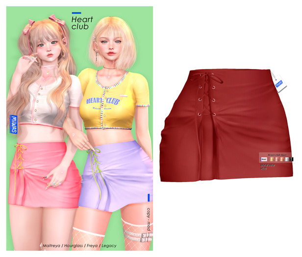 MIWAS / Heart club Skirt #Red
