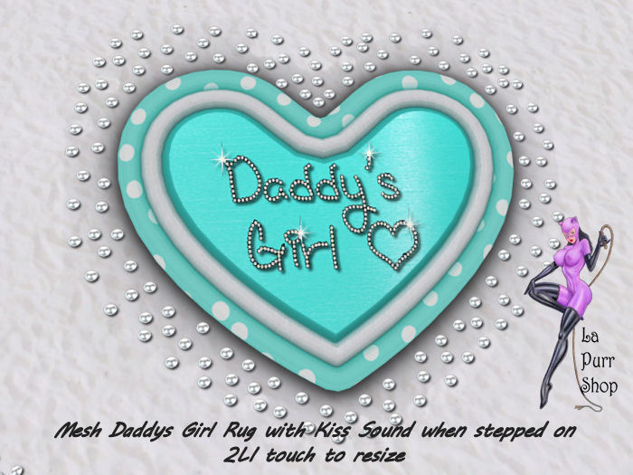 Daddy's Girl Teal Mesh Heart Rug w/kiss sound when stepped on