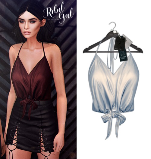 Rebel Gal :: Halter Crop Top. Light-Blue