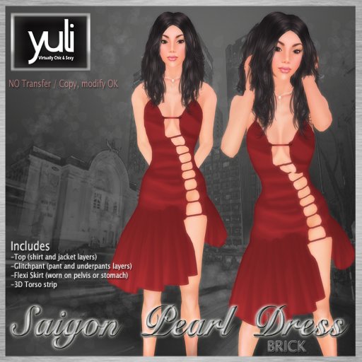 (Yuli) Saigon Pearl Sexy Dress Brick