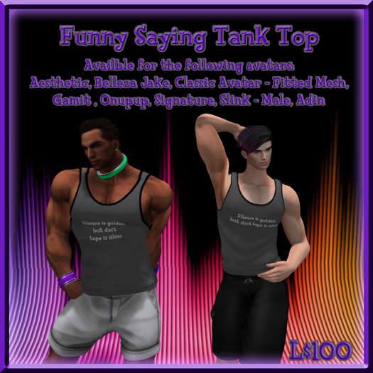 Duct Tape is Silver Tanks BOXED ( rez to unpack)