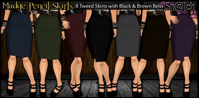 :::Sn@tch Madge Tweed Pencil Skirts:::