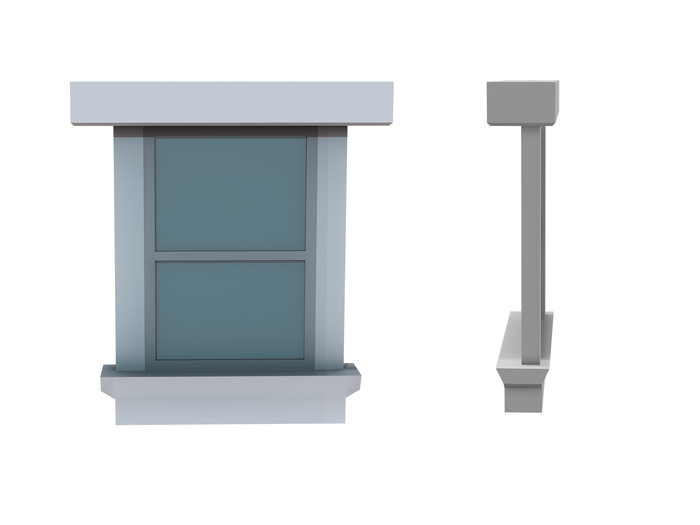 SHPZ74 Window 3 - Double Pane Window With Stone or Wood Frame