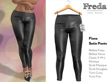 "Freda" Fiona Satin Pants black, shiny tight leggins, Belleza, Maitreya, SLink Physique, Hourglass, Tonic, Classic