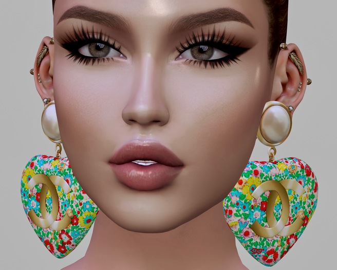 [7891.] Chanil Spring Heart Earrings - RARE