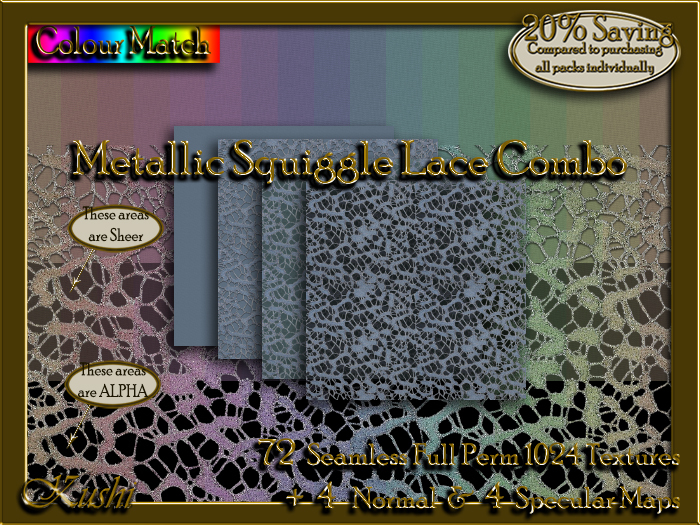 Metallic Squiggle Lace Combo Textures