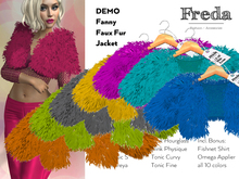 DEMO "Freda" 150 Fanny Fur Jacket, short colorful faux fur bolero, Belleza, Maitreya, SLink Physique, Hourglass, Tonic