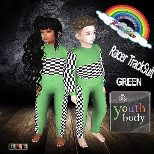 ((RBS)) Racer TrackSuit  (GREEN) BEBE YOUTH  (WEAR)
