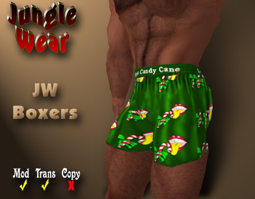 Jungle Wear - "Lickama Candy Cane" Boxers (Green)