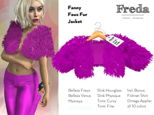 "Freda" Fanny Faux Fur Jacket, fuchsia, short fluffy hairy bolero, Belleza, Maitreya, SLink Physique, Hourglass, Tonic