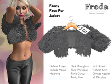 "Freda" Fanny Faux Fur Jacket, short smoke gray fluffy hairy bolero, Belleza, Maitreya, SLink Physique, Hourglass, Tonic