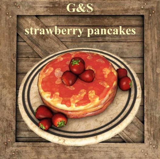 strawberries and  pancakes with syrup