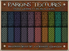Parkins Textures - Halloween Skully Set - 20x Full Perm Seamless 1024x1024 - Fabric, Textile, Clothing, Gothic, Skull