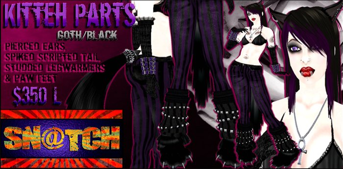 :::Sn@tch Kitteh Parts (Goth Black):::