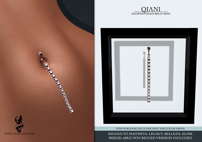 Nocturnal Couture Qiani Diamond Chain Belly Ring - GOLD