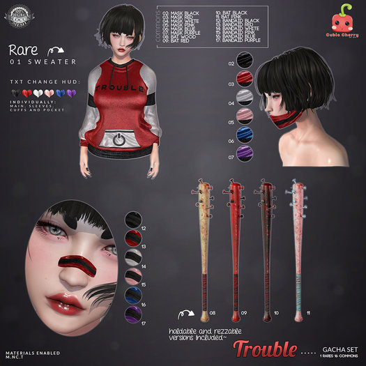 04[Cubic Cherry] {Trouble} mask white (BOX)