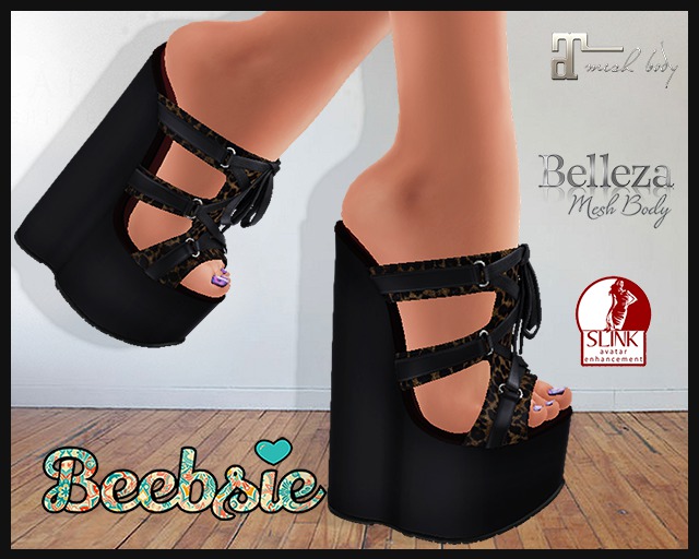Beebsie Kaitlyn Wedge Black Leopard