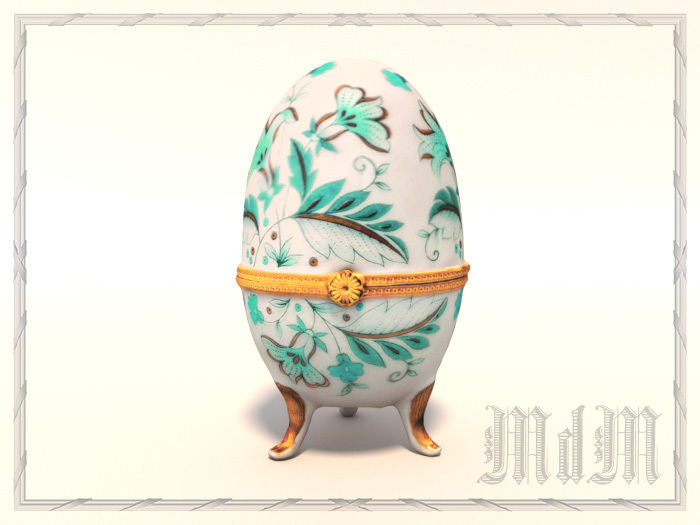 Delft Egg - Emerald and Gold