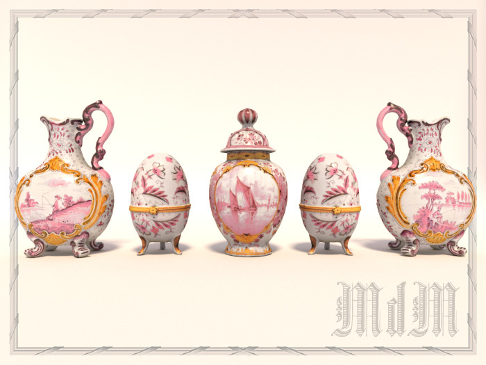 Delft grand Garniture - Rose and Gold