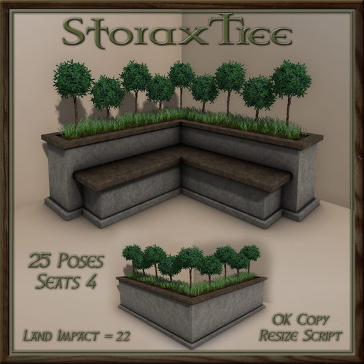 Topiary Stone Corner Bench A3