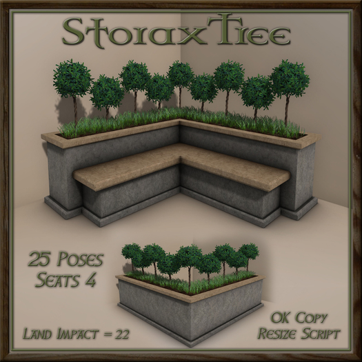 Topiary Stone Corner Bench A2