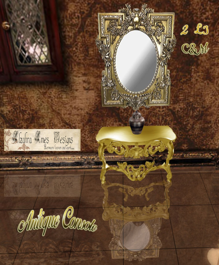 Antique Console with Mirror  (Golden)