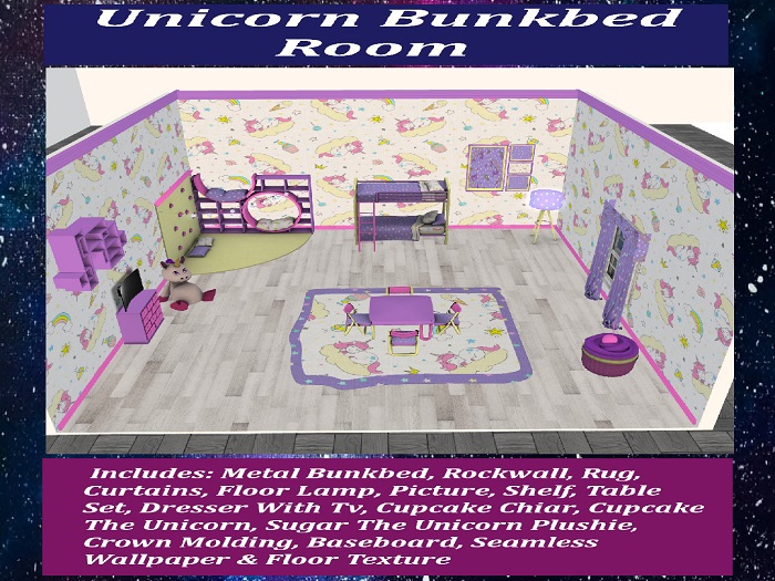 <<TONY>>  Unicorn Metal BunkBed  Set