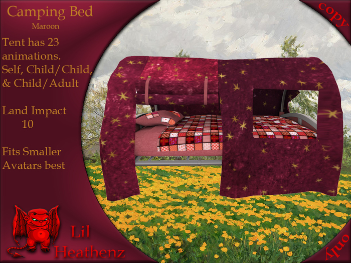 ~LH~Camping Bed Maroon (Box) Add