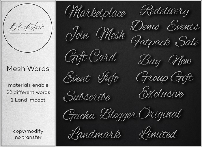 Blackstone - Mesh Words - Dark Silver