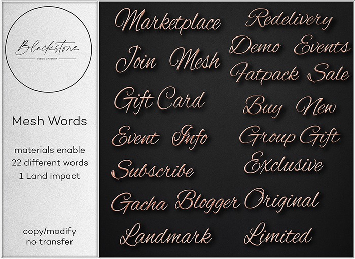 Blackstone - Mesh Words - Copper