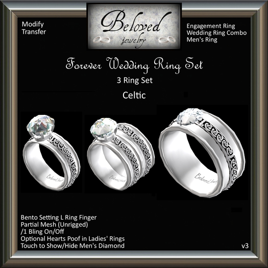 Beloved Jewelry : Forever Engagement Wedding Ring Bento Set (Celtic) Engagement Wedding Ring, Men's Ring, Bridal
