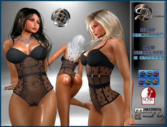 ☾ⅅⅅ☽ ♗ Lace Body Necklace 6 Diamonds ♗