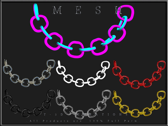 T-3D Creations [ Chain 002 - Dozen  Rings - Curved ] Full Perm