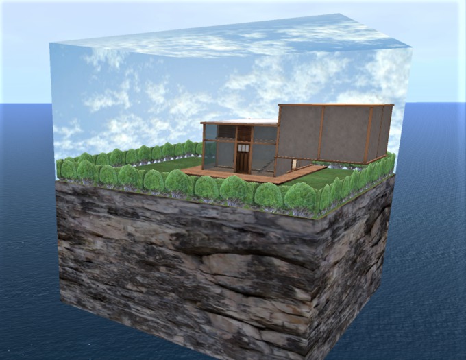 Skybox with house and garden