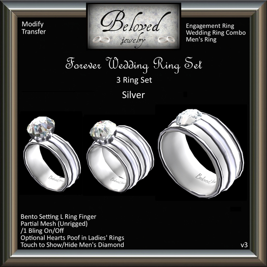 Beloved Jewelry : Forever Engagement Wedding Ring Bento Set (Silver) Engagement Wedding Ring, Men's Ring, Bridal