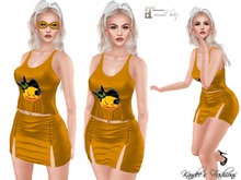 Orange Halloween Top, Skirt, & Mask