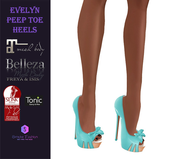 Smoke Fashion-Evelyn Peep Toe Heels-Turquoise
