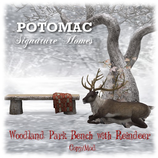 Woodland Park Bench with Reindeer (boxed)