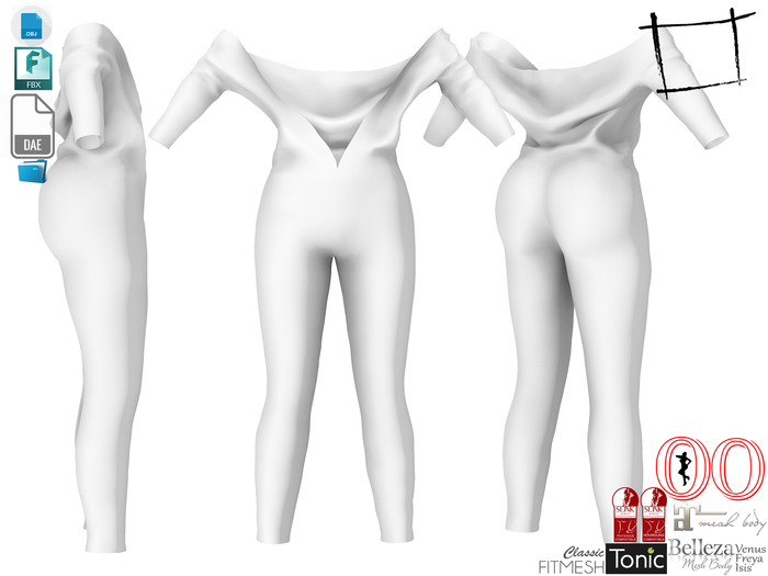  Dae Obj FBX For Women's Off Shoulder Open Front Body Suit Slink, Maitreya, Belleza, Tonic